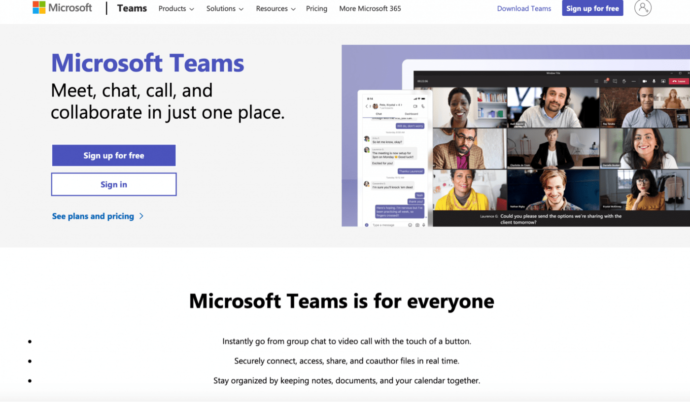 microsoft teams sign in homepage 