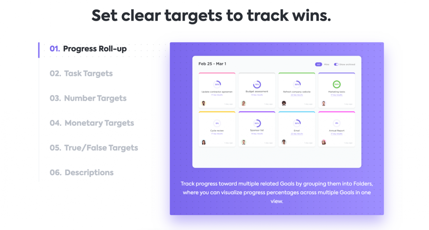 Targets in ClickUp