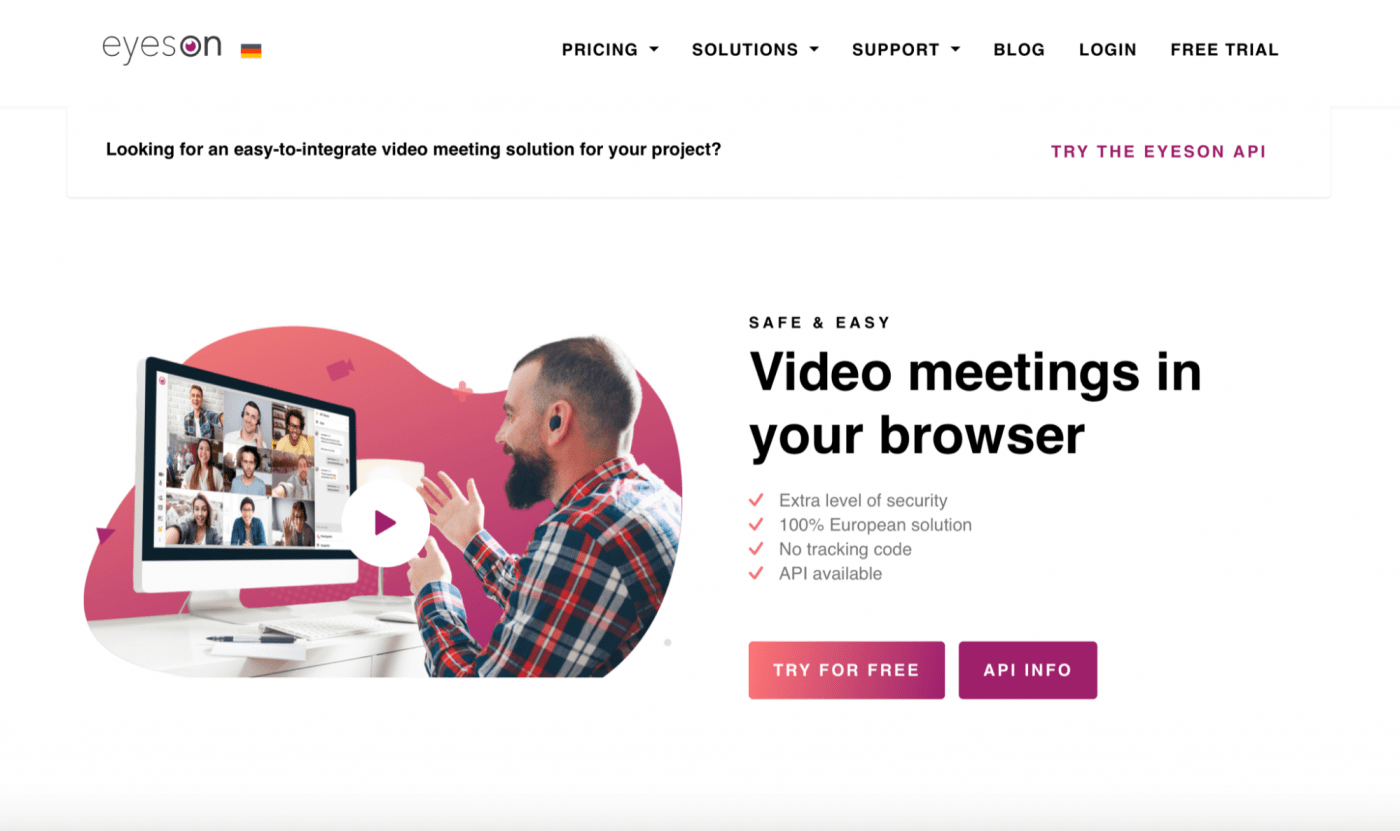 eyeson video meetings in your browser homepage 