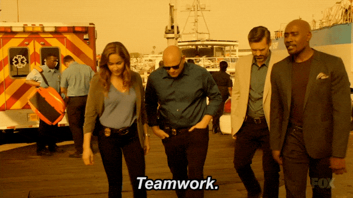 coworkers walking together teamwork