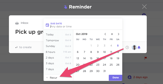 Recurring reminders in ClickUp