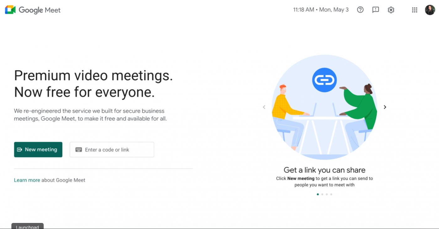 google meet new meeting homepage