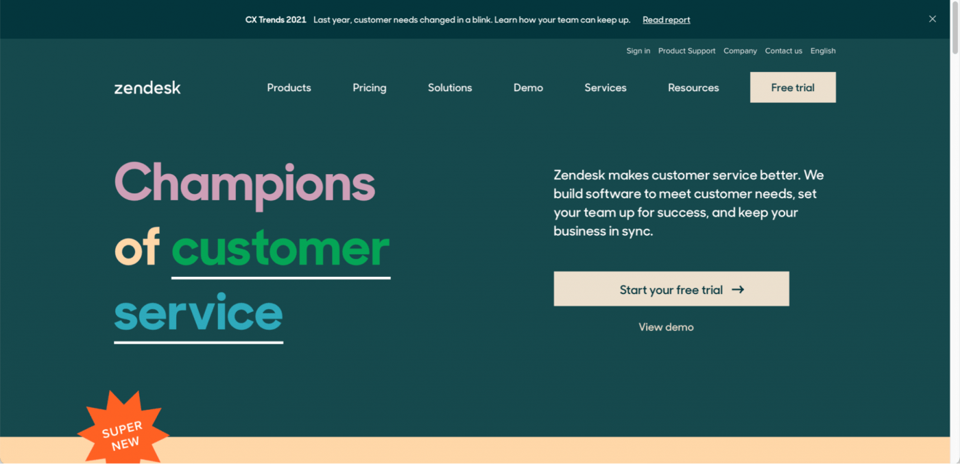 zendesk homepage