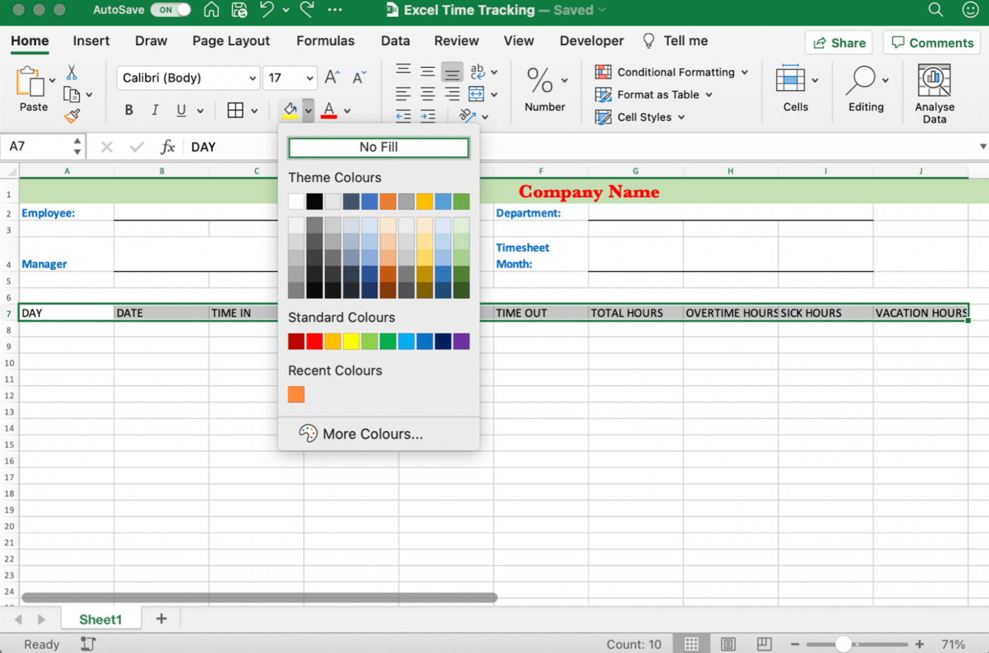 formatierung in Excel