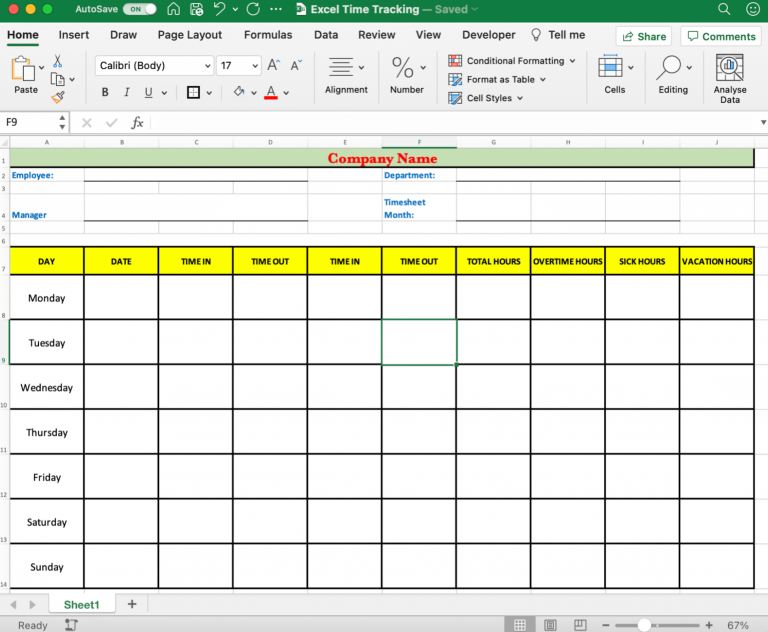 How To Create a Timesheet in Excel (Guide with Templates) | ClickUp