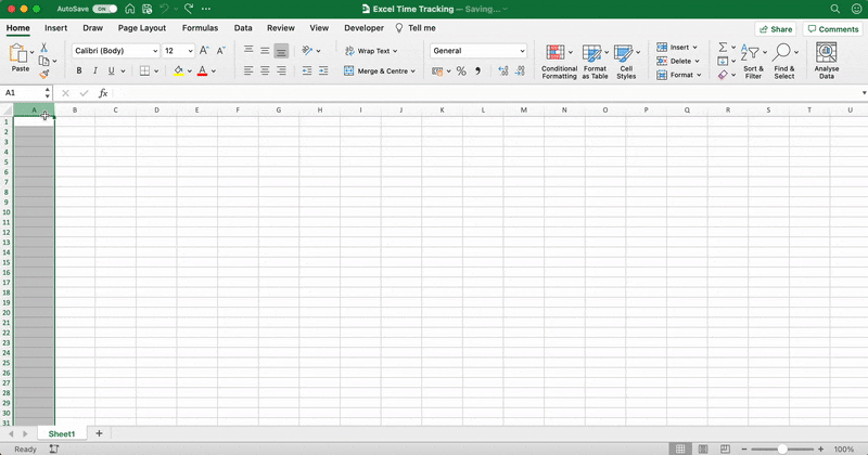 Formatting a spreadsheet in Excel