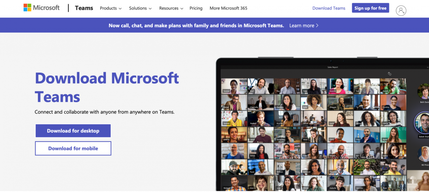 Página inicial do Microsoft Teams