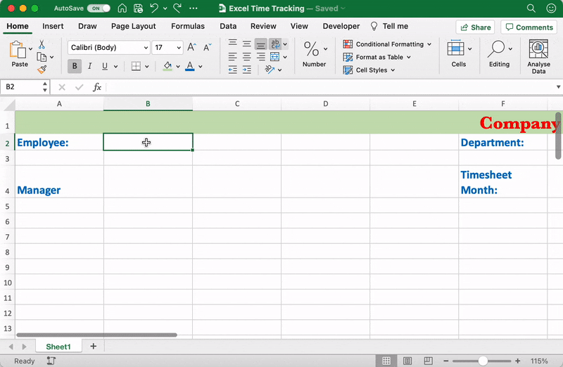 merging cells in Excel 