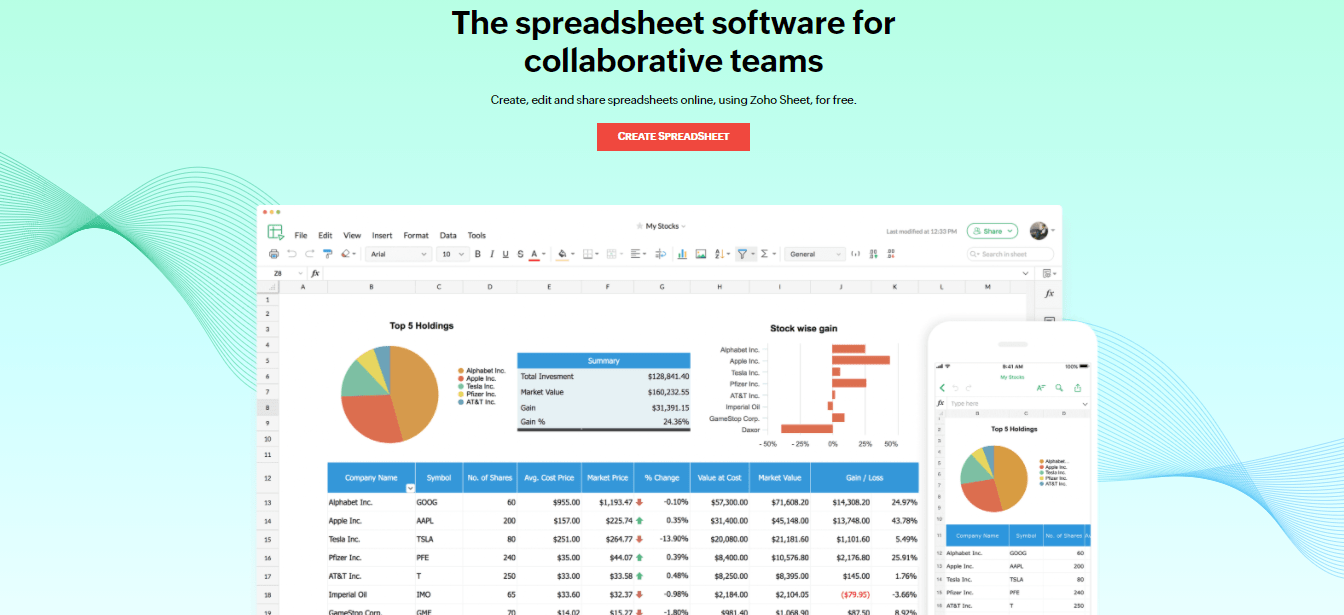 zoho landing page