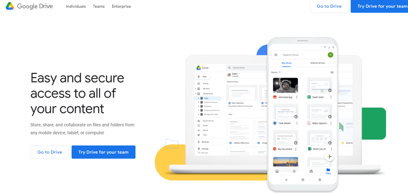 Google Drive home page