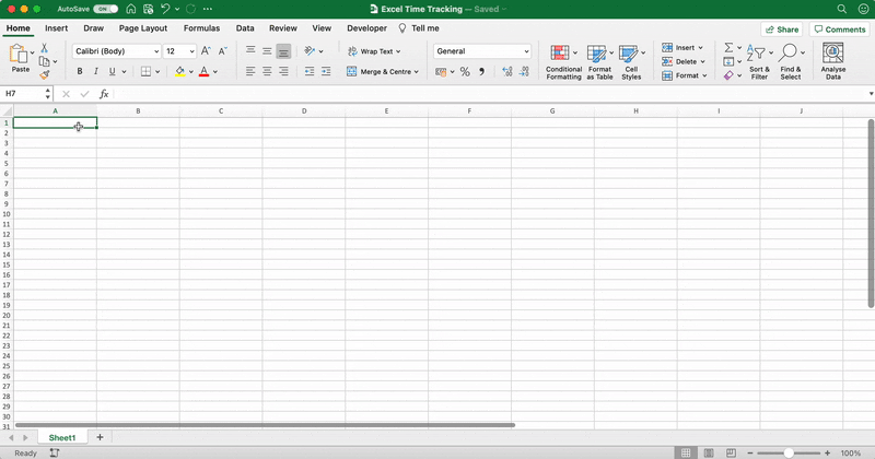 Adding a timesheet title in Excel