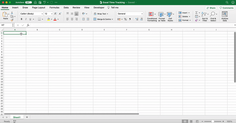 Een titel voor een timesheet toevoegen in Excel