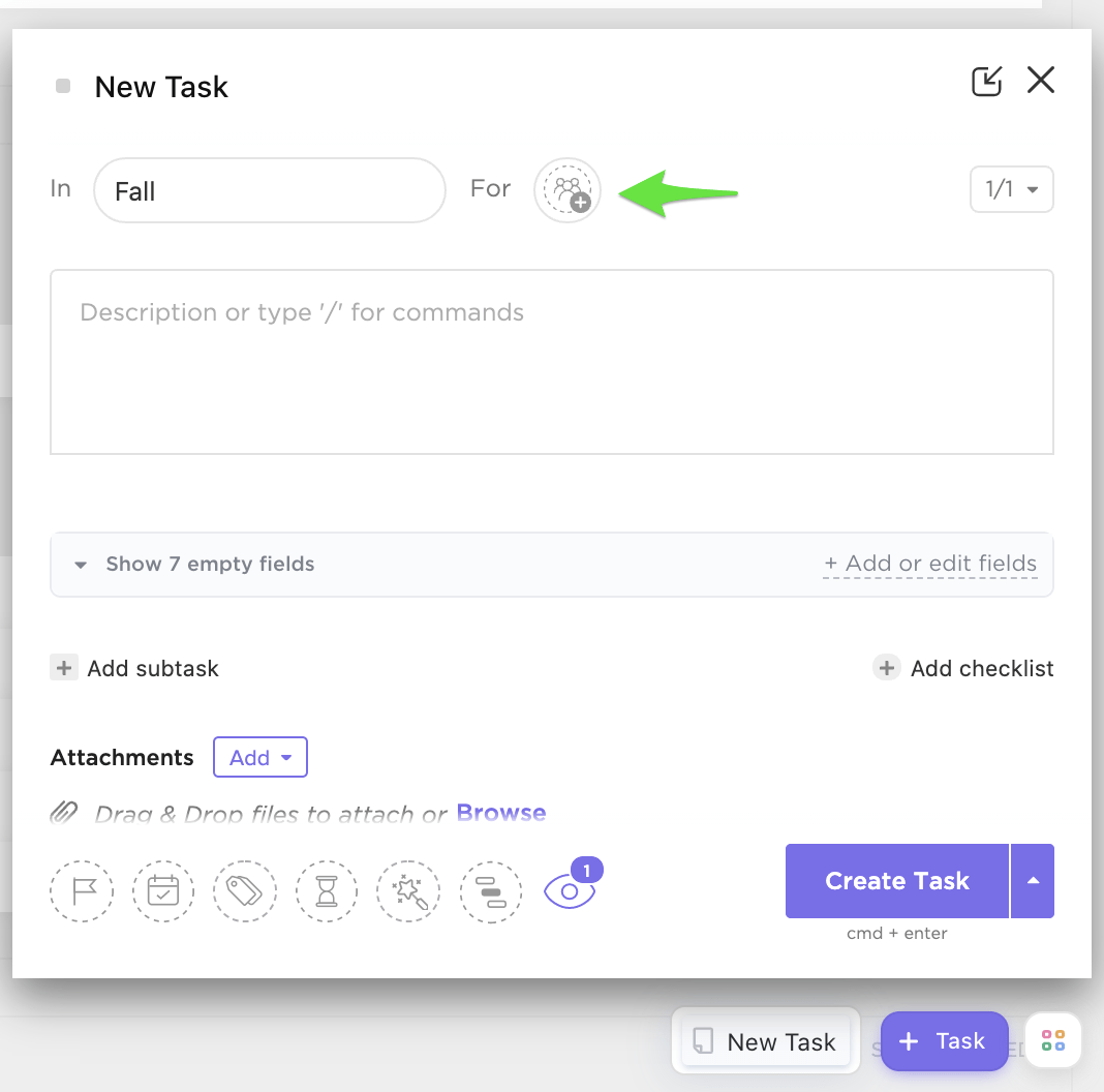 Creazione di nuove attività di ClickUp