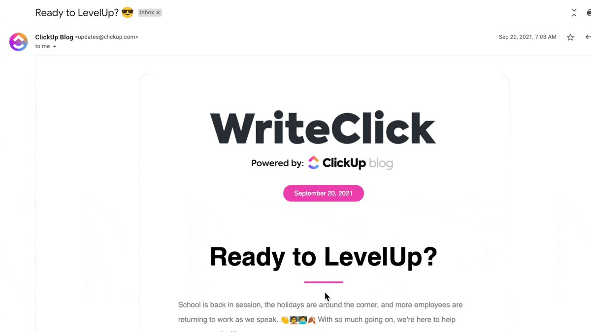 ClickUp Blog newsletter