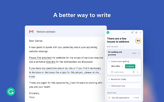 Grammarly - best chrome extension for writing