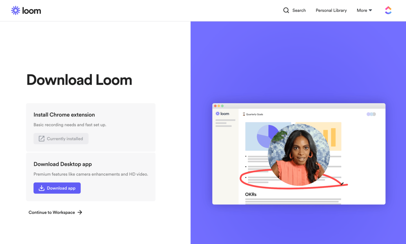 Loom home page