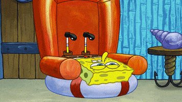 Spongebob sliding out of chair