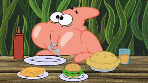 Patrick from Spongebob Sqaurepants chewing food