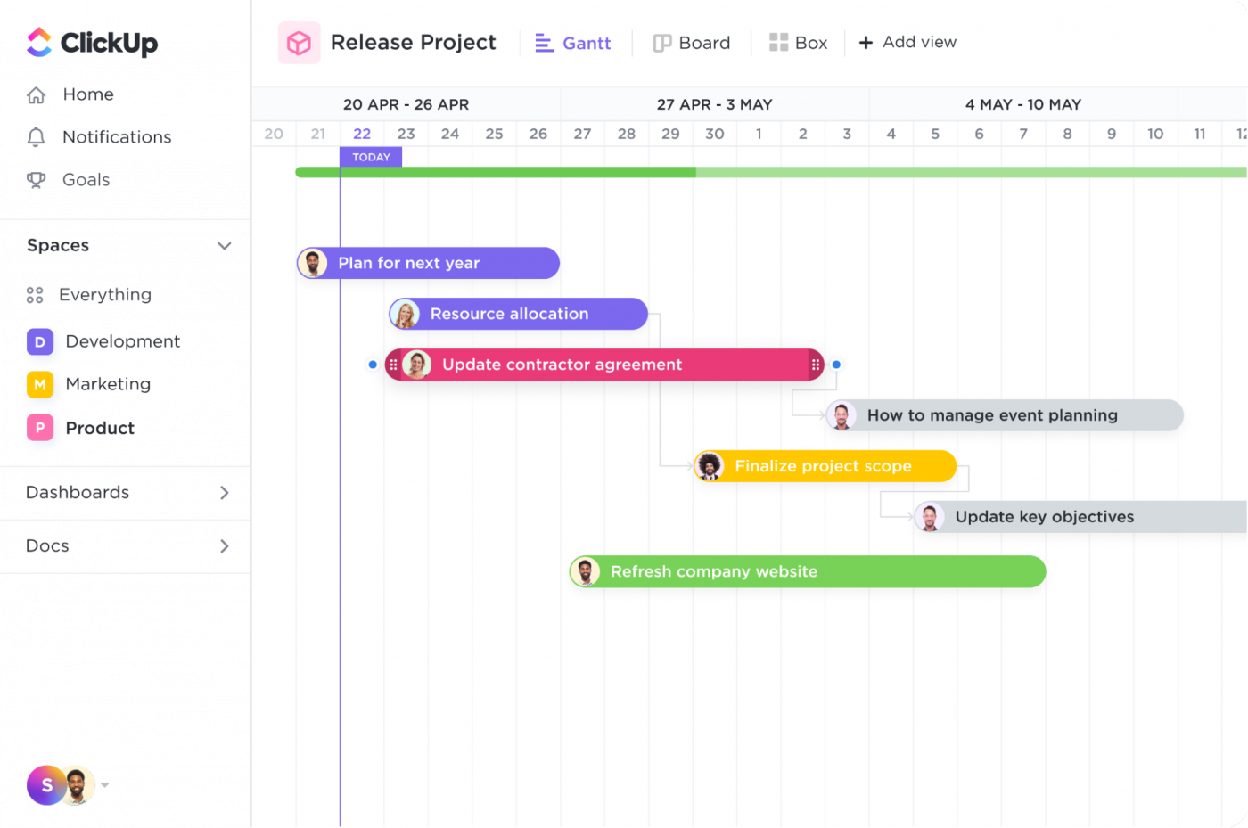 clickup gantt view