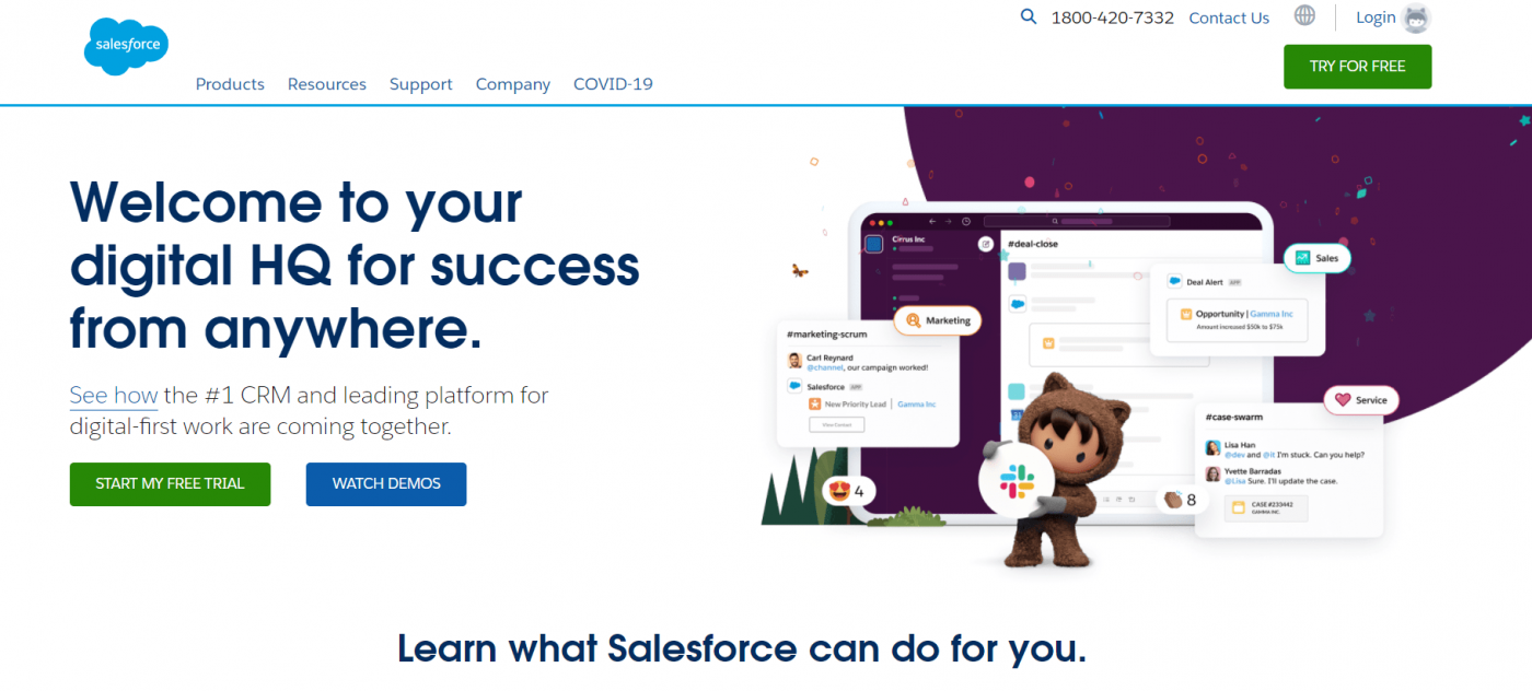 Page d'essai gratuit de Salesforce