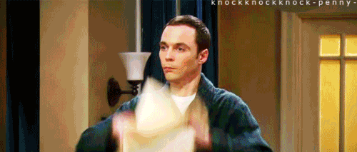 Big bang theory Sheldon throwing paper in the air