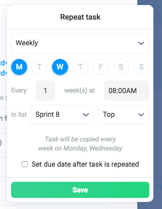 Ora's repeat task feature