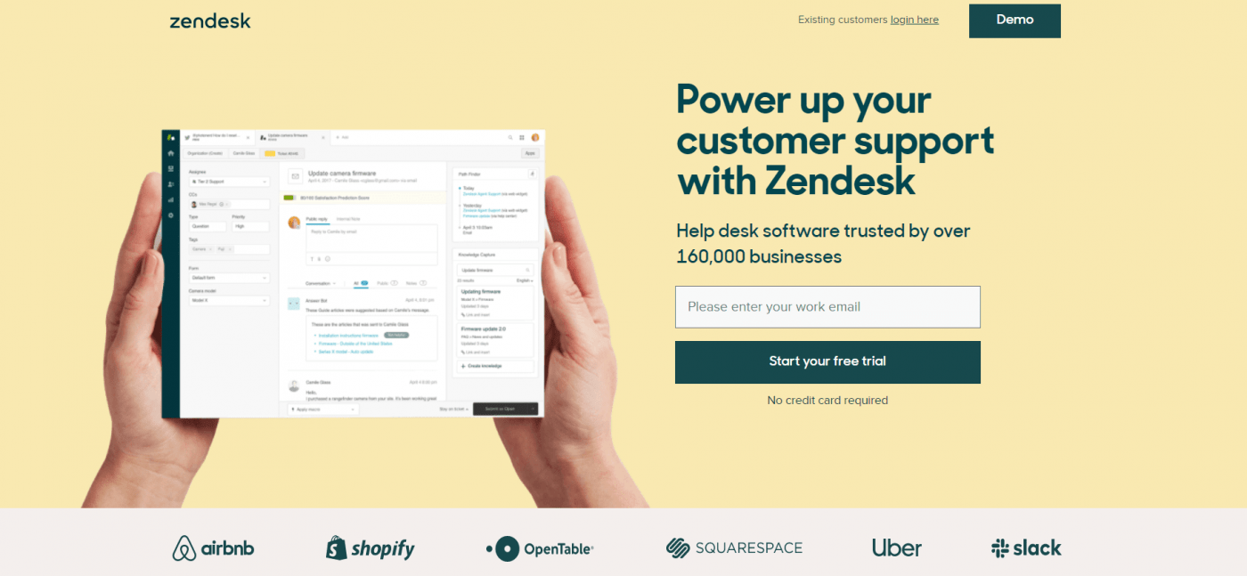 ZenDesk home page