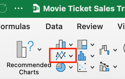 Ícone de gráfico no Excel