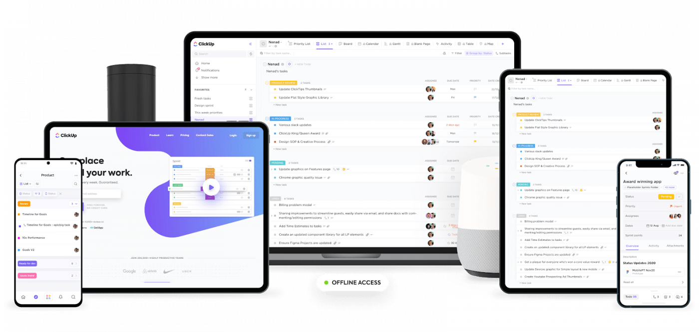 ClickUp di beberapa perangkat