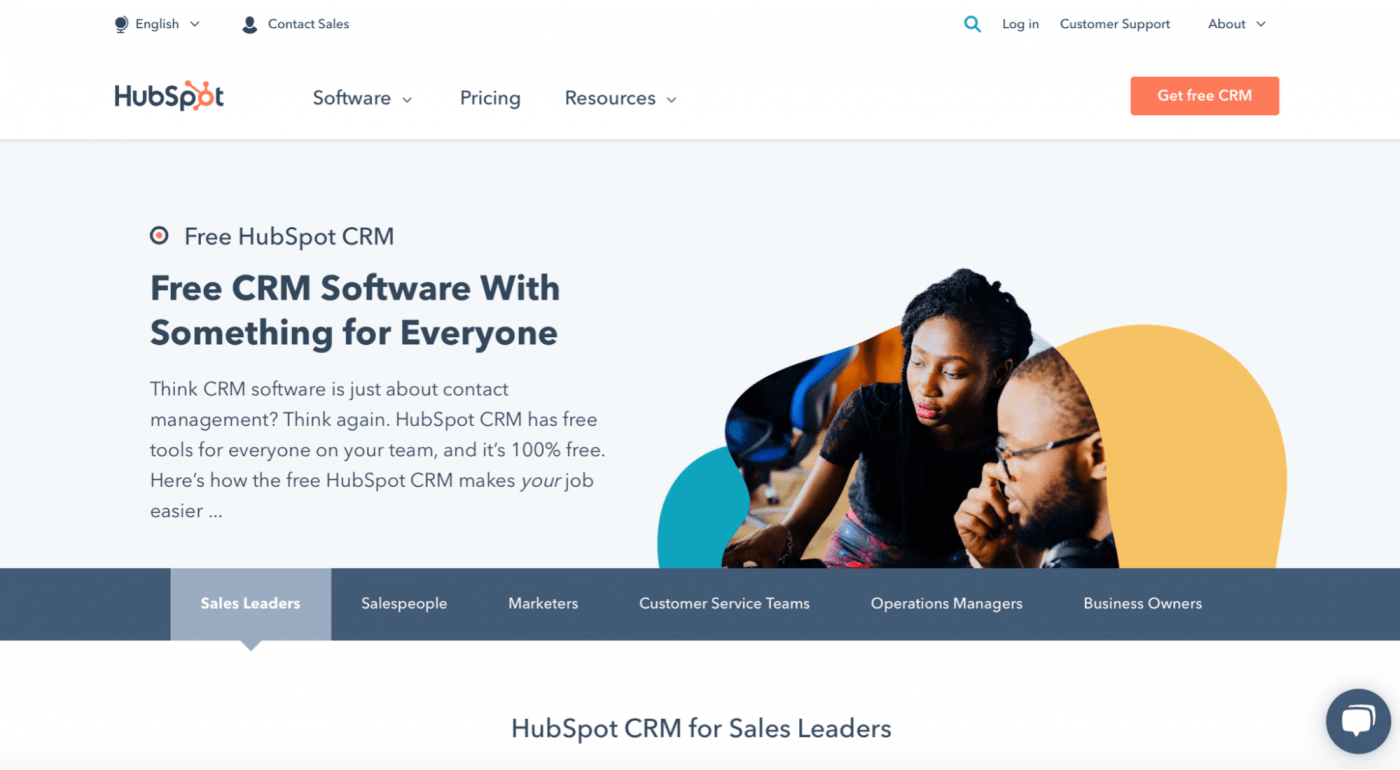 HubSpot CRM homepage