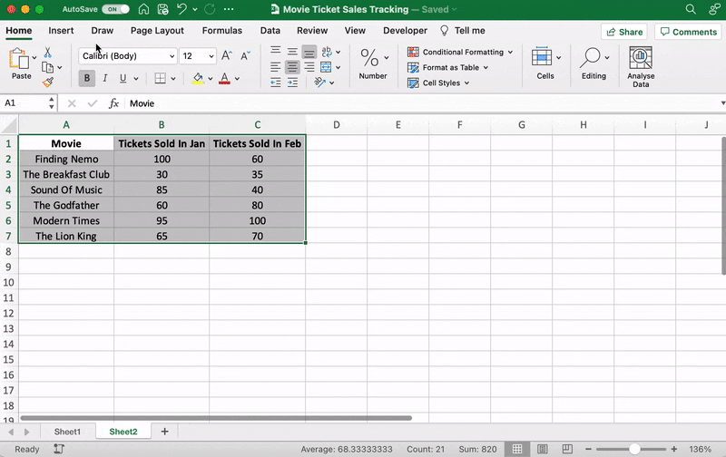 Present data as bar graph in Excel spreadsheet