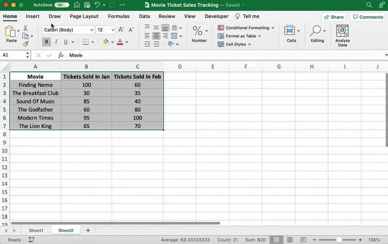 Menyajikan data sebagai grafik batang di lembar kerja Excel