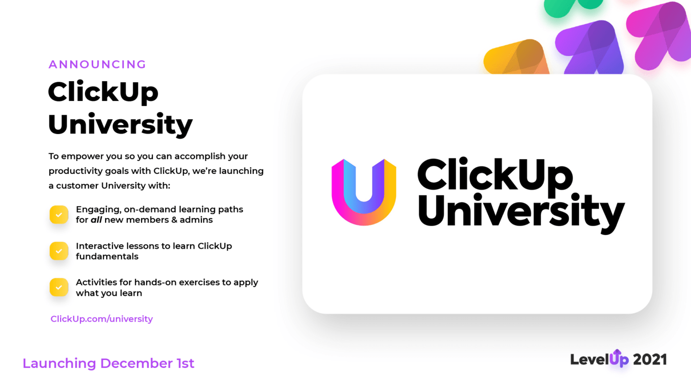 ClickUp University LevelUp 2021