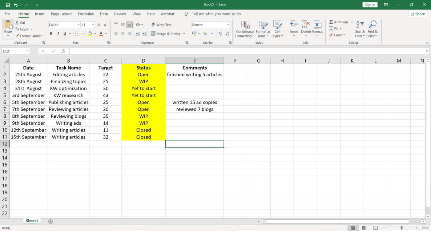 Surligner les colonnes pour les faire ressortir dans Excel