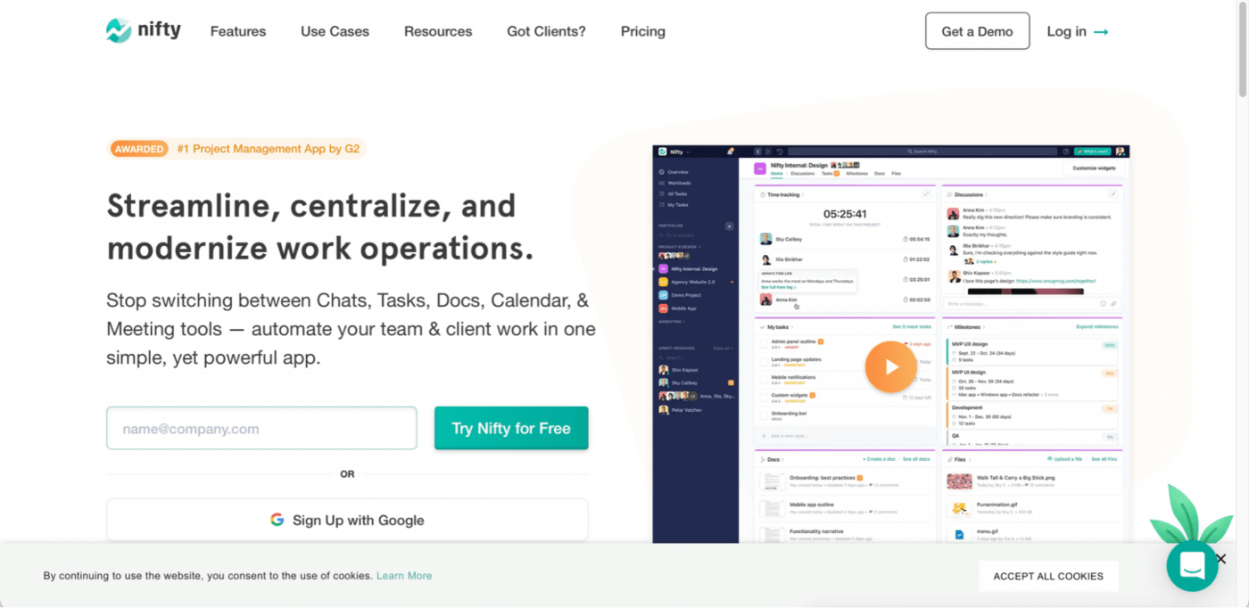 nifty projektmanagement homepage