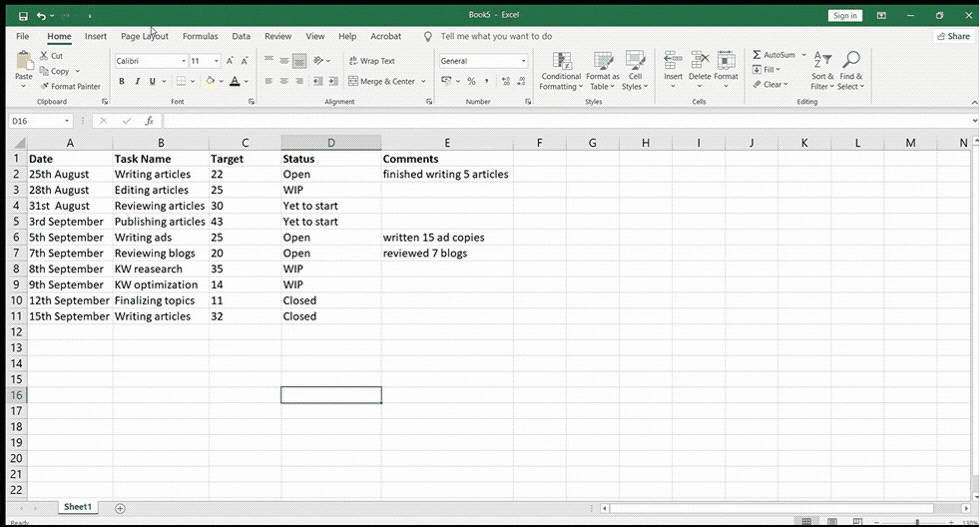 Align text in Excel workbook