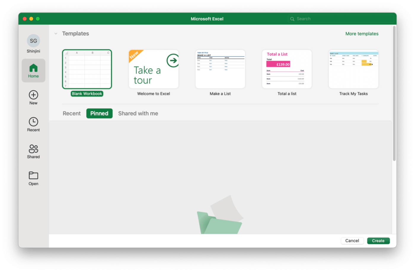 Modelo de pasta de trabalho em branco no Excel