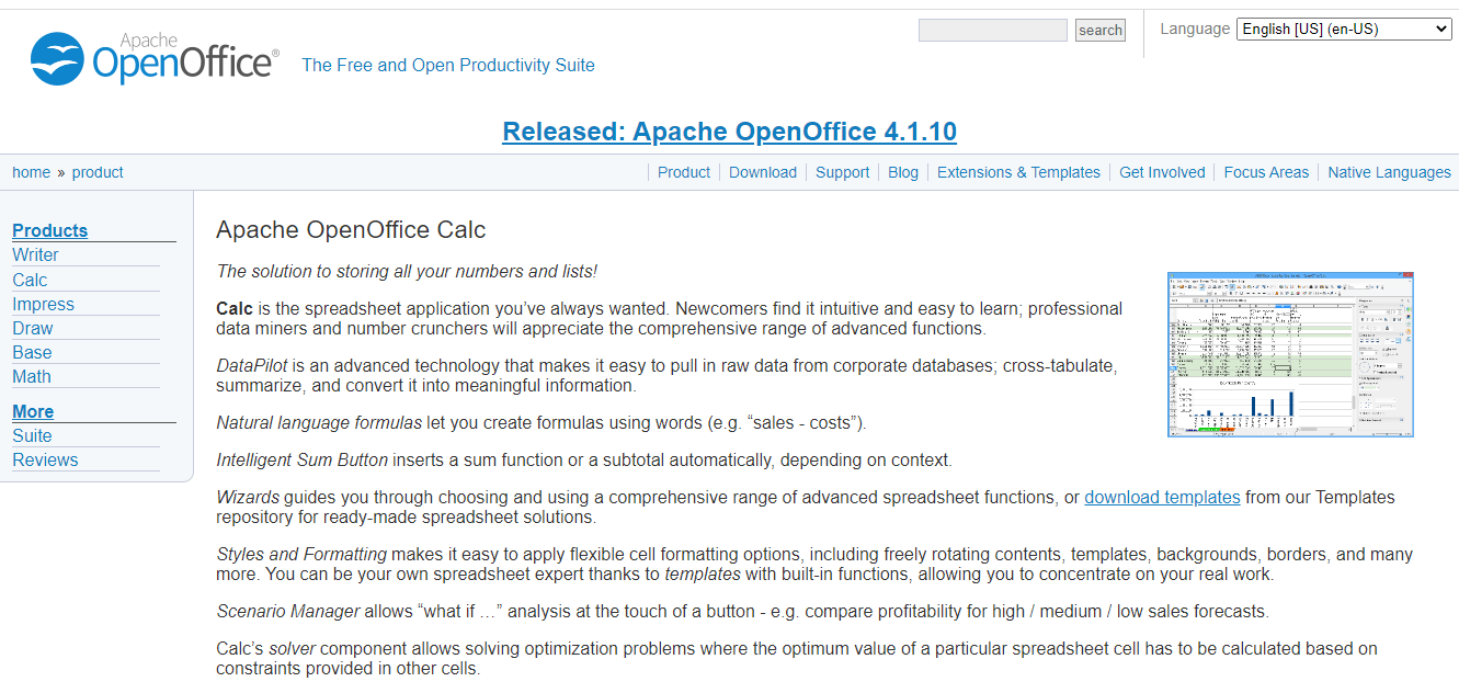 Open Office home page