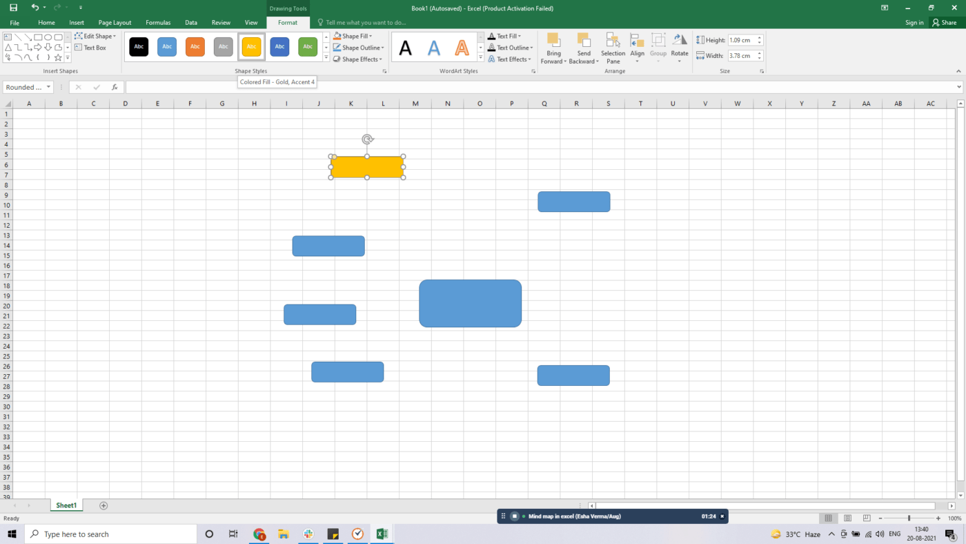 Formatowanie kształtów w arkuszu kalkulacyjnym Excel