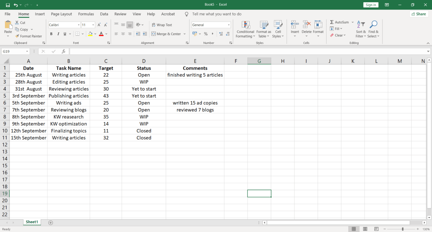 How to fill out your Excel workbook