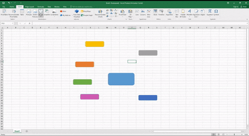 Menghubungkan bentuk menggunakan garis di Excel