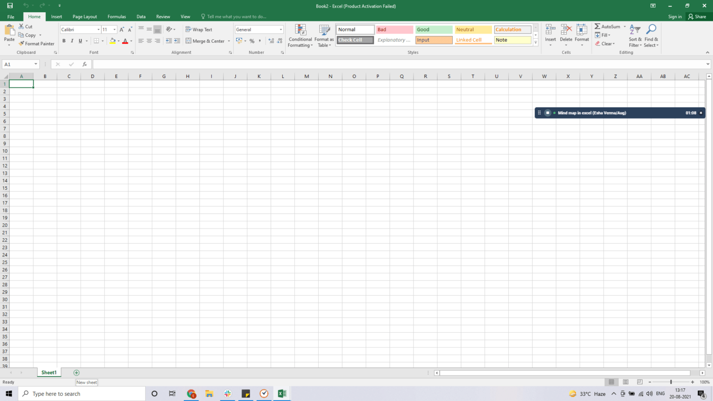 Feuille de calcul Excel vierge