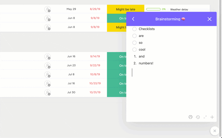 La fonctionnalité Bloc-notes de ClickUp