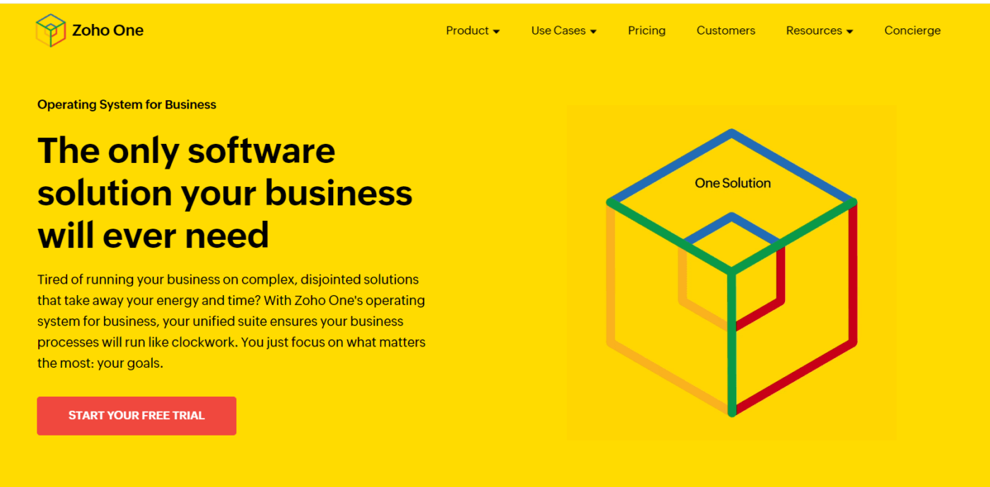 Zoho One home page