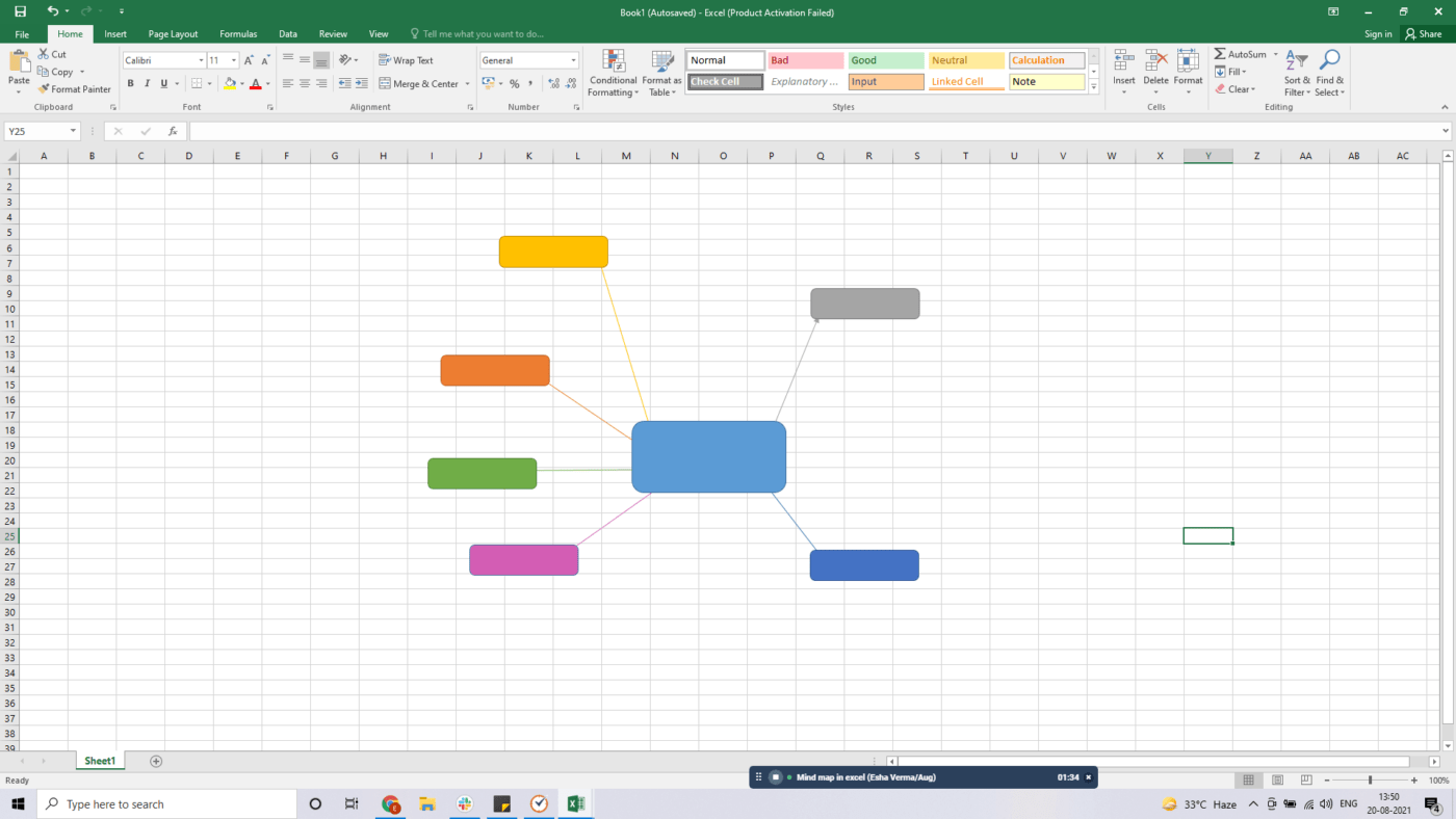 Carte mentale dans Excel