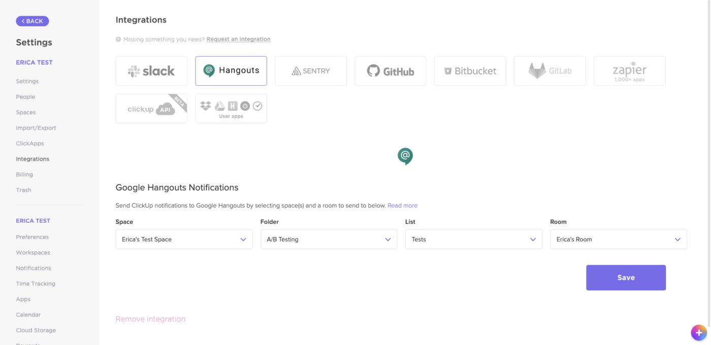 CRMレポート作成：ClickUpの統合のスクリーンショット