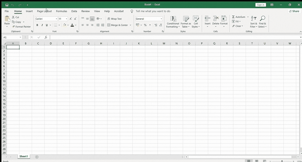 Open a blank workbook in Excel