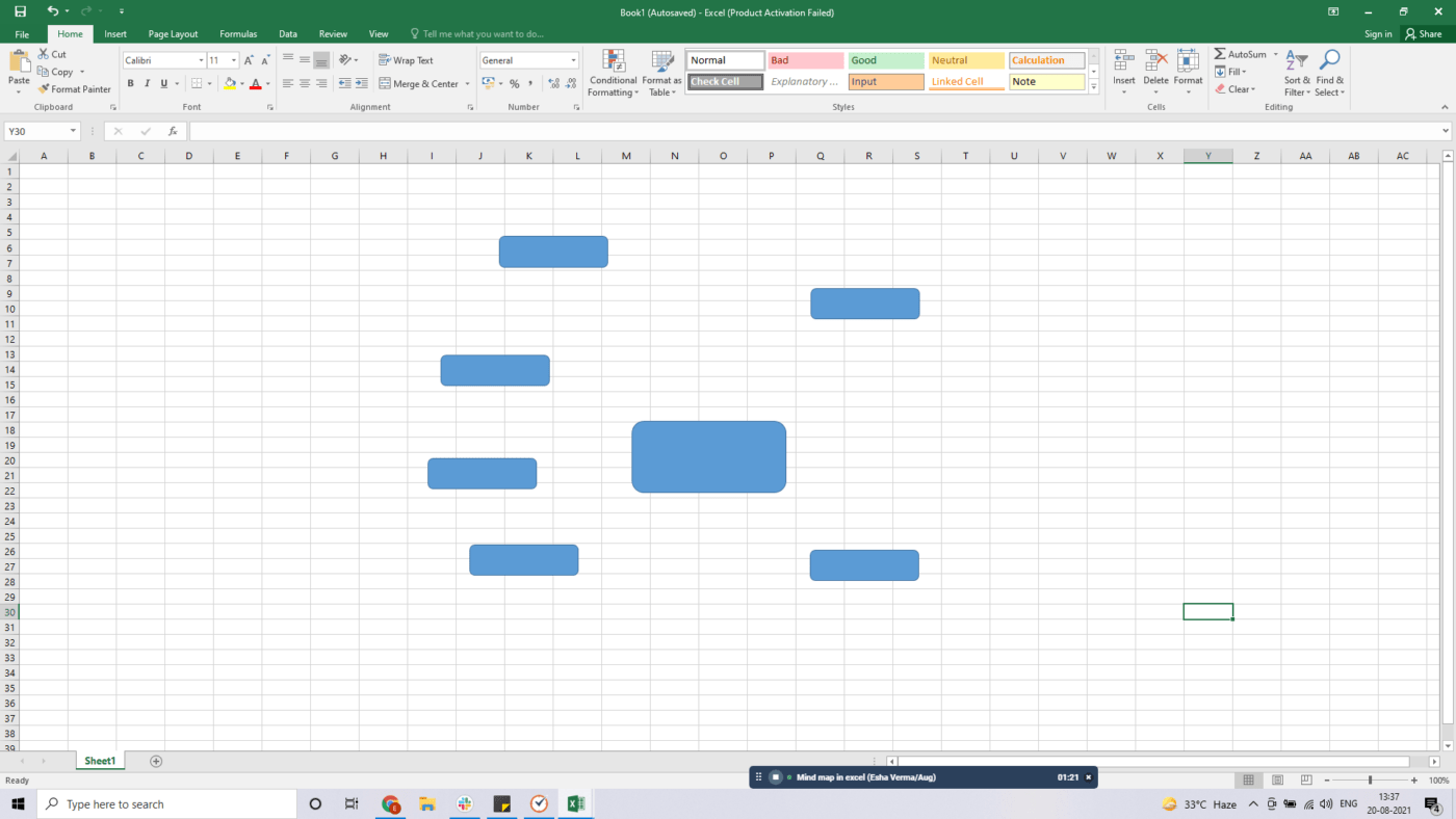 Boxy w arkuszu kalkulacyjnym Excel