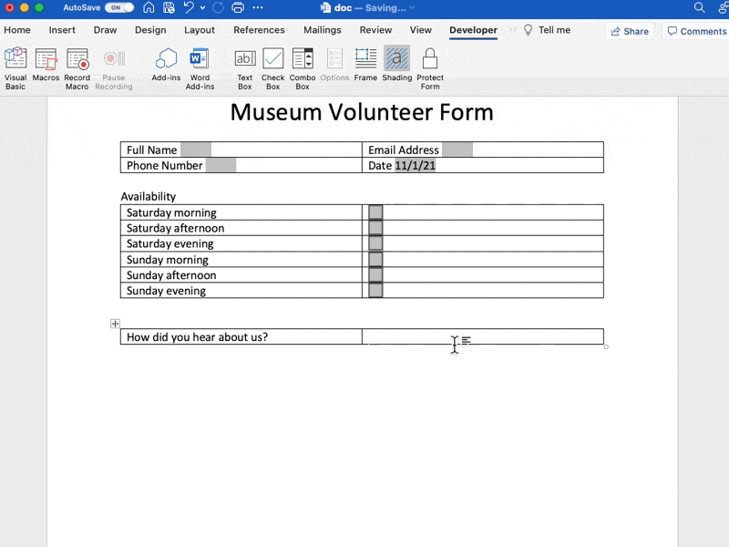 enter text to add in the drop down lists in word
