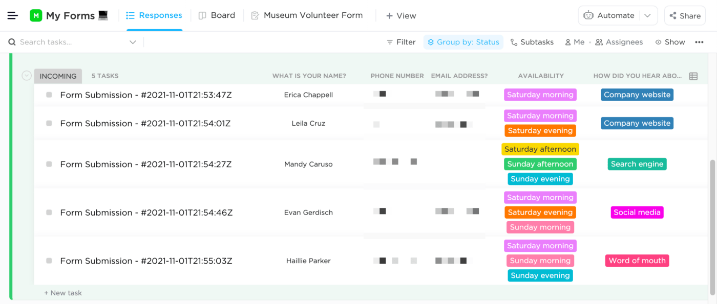 clickUp-Formular-Ansicht